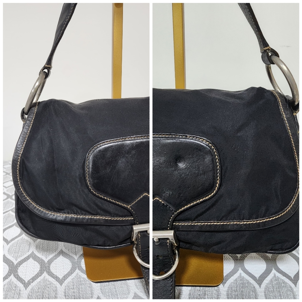Prada Vintage Tessuto Nylon Corsaire Shoulder Bag Black - Picture 10 of 15